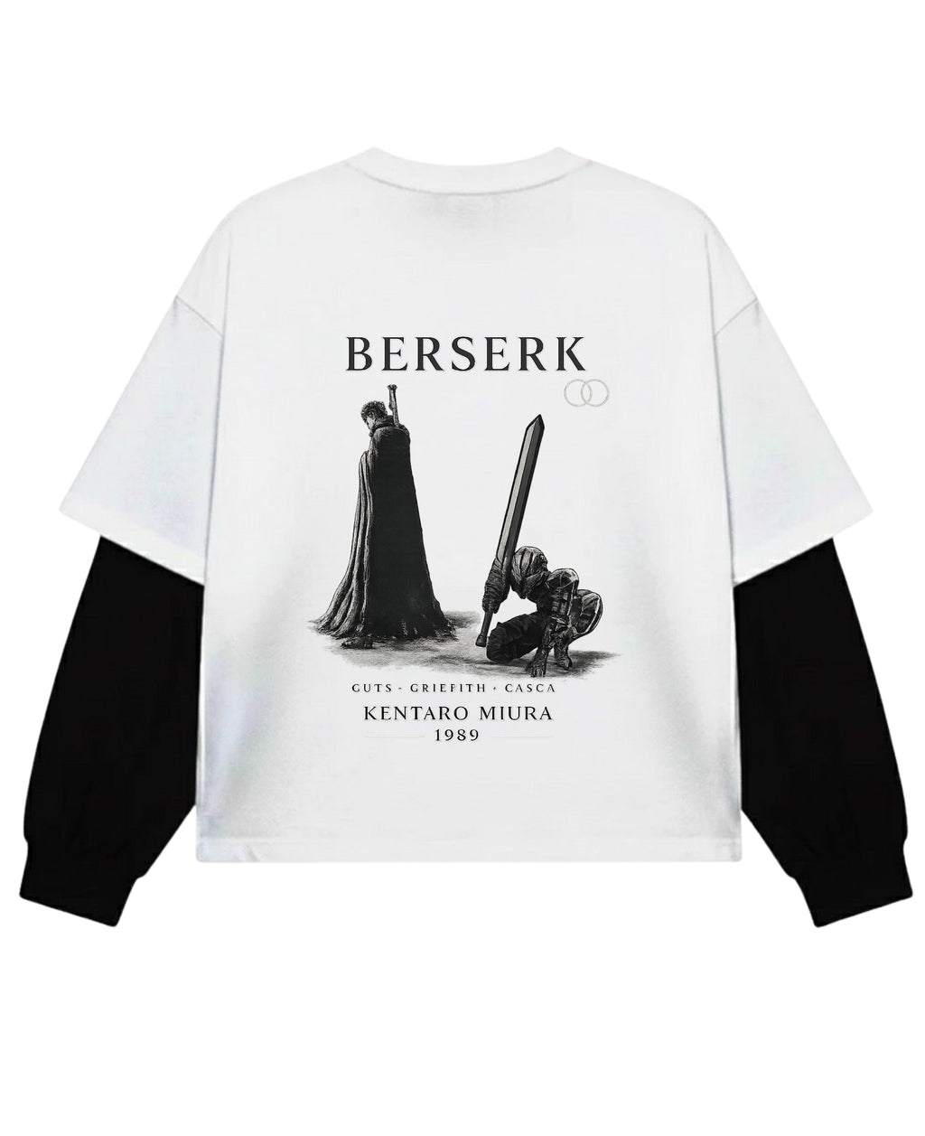 White With Black Sleeve Oversized Tee Back Design