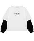 White With Black Sleeve Oversized Tee Front Design
