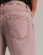 Vintage Wash Wide-Leg Denim Jeans – Dusty Pink